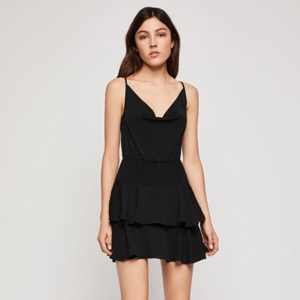 BCBGeneration Cowl Neck Ruffle Dress Black